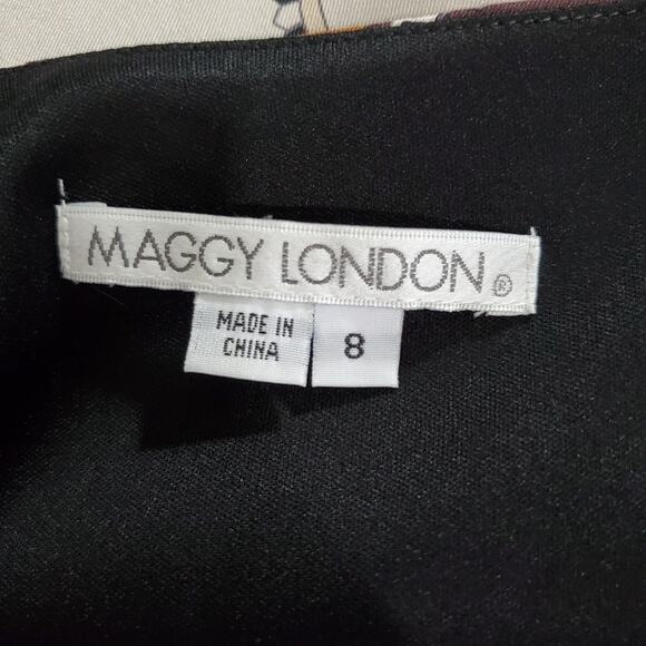 Maggy London | Drapey Mixed Pattern 3/4 Sleeve Silky Dress with Pockets - Picture 5 of 8